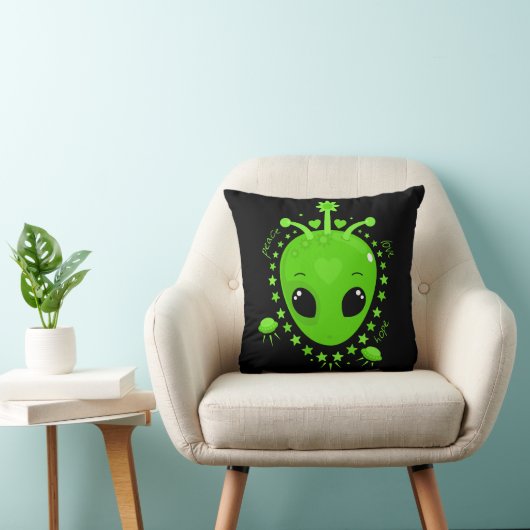 Cute Alien Peace Hope Love Fun Extraterrestrial Kussen (Stoel)