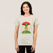Cute Alien With Umbrella in Rain Space Character Tri-Blend Shirt (Voorkant volledig)