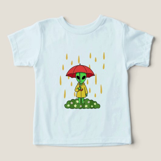 Cute Alien With Umbrella Kawaii Space Character (Design voorkant)