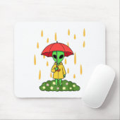 Cute Alien With Umbrella Kawaii Space Character Muismat (Met muis)