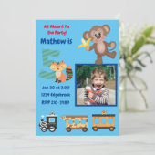 Cute All Aboard Jungle Thema 5e Verjaardagsfeestje Kaart (Staand voorkant)