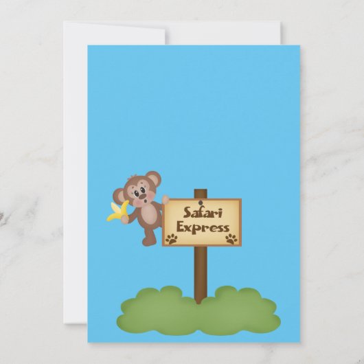 Cute All Aboard Jungle Thema 5e Verjaardagsfeestje Kaart (Achterkant)