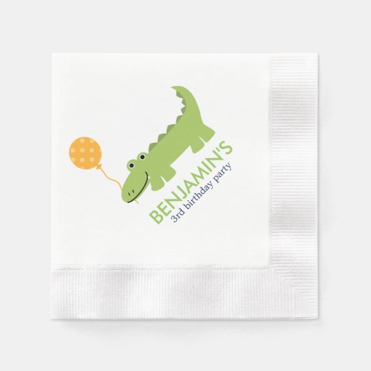 Cute Alligator Birthday Servet (Voorkant)