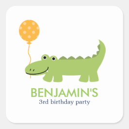 Cute Alligator Birthday Vierkante Sticker