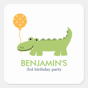 Cute Alligator Birthday Vierkante Sticker