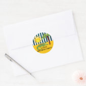 Cute Alligator Blauw Groen Geel Verjaardagssticker Ronde Sticker (Envelop)