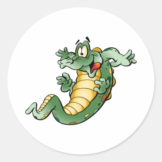 Cute Alligator Cartoon Ronde Sticker (Voorkant)