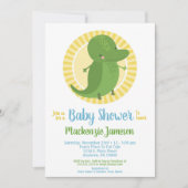 Cute Alligator Croc Neutral Baby shower Invitation Kaart (Voorkant)