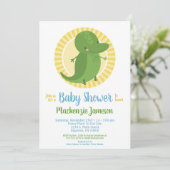 Cute Alligator Croc Neutral Baby shower Invitation Kaart (Staand voorkant)