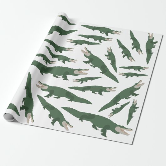 Cute Alligator Crocodile Pattern Cadeaupapier (Uitgerold)