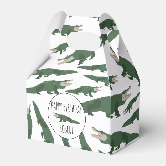 Cute Alligator Crocodile Pattern Custom Name Bedankdoosjes (Achterkant)