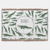 Cute Alligator Crocodile Pattern Custom Name Deken (Voorkant)
