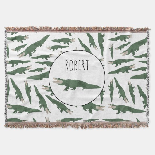 Cute Alligator Crocodile Pattern Custom Name Deken (Voorkant)
