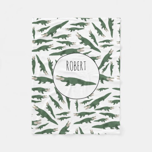 Cute Alligator Crocodile Pattern Custom Name Fleece Deken (Voorkant)