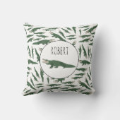 Cute Alligator Crocodile Pattern Custom Name Kussen (Achterkant)