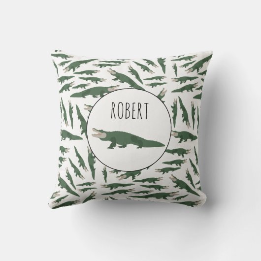 Cute Alligator Crocodile Pattern Custom Name Kussen (Achterkant)
