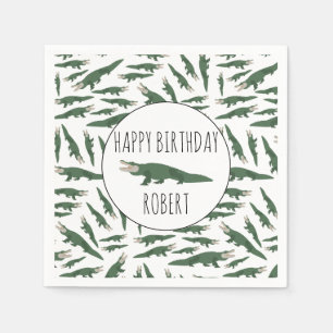 Cute Alligator Crocodile Pattern Custom Name Servet