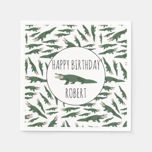 Cute Alligator Crocodile Pattern Custom Name Servet (Voorkant)