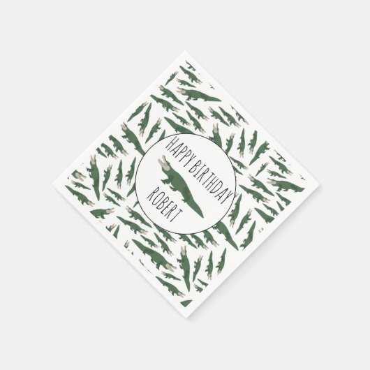 Cute Alligator Crocodile Pattern Custom Name Servet (Hoek)