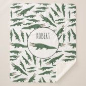 Cute Alligator Crocodile Pattern Custom Name Sherpa Deken (Voorkant)