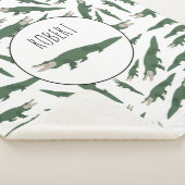 Cute Alligator Crocodile Pattern Custom Name Sherpa Deken (3/4)