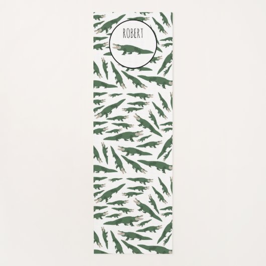 Cute Alligator Crocodile Pattern Custom Name Yogamat (Voorkant)
