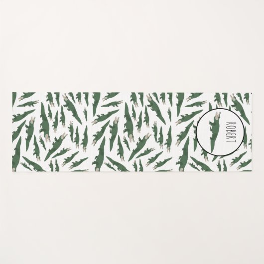 Cute Alligator Crocodile Pattern Custom Name Yogamat (Voorkant (horizontaal))
