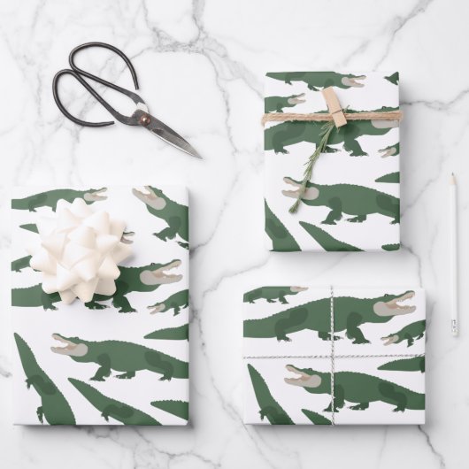 Cute Alligator Crocodile Pattern Inpakpapier Vel (Voorkant)