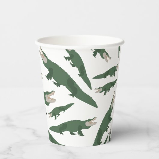 Cute Alligator Crocodile Pattern Papieren Bekers (Achterkant)