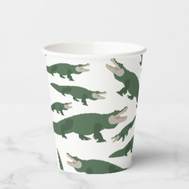 Cute Alligator Crocodile Pattern Papieren Bekers