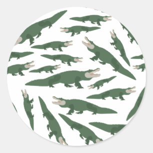Cute Alligator Crocodile Pattern Ronde Sticker