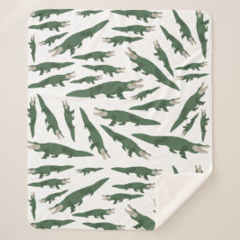 Cute Alligator Crocodile Pattern Sherpa Deken