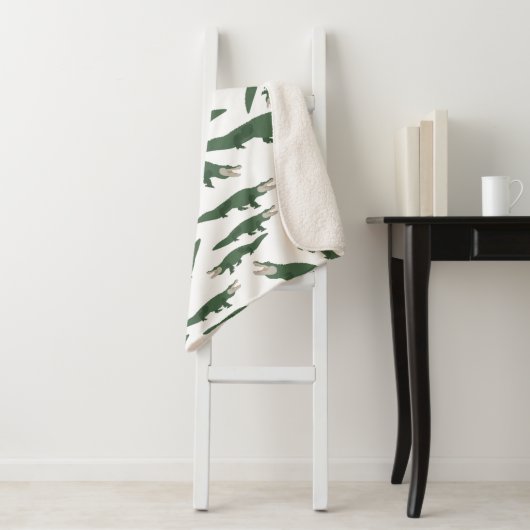 Cute Alligator Crocodile Pattern Sherpa Deken (In situ)