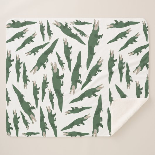 Cute Alligator Crocodile Pattern Sherpa Deken (Voorkant (horizontaal))