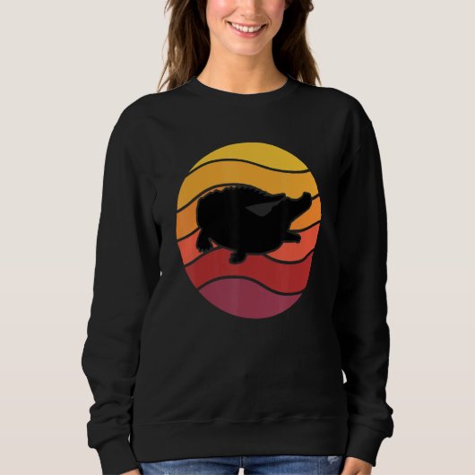 Cute Alligator Crocodile Retro Sunset Lover Reptil Trui (Voorkant)