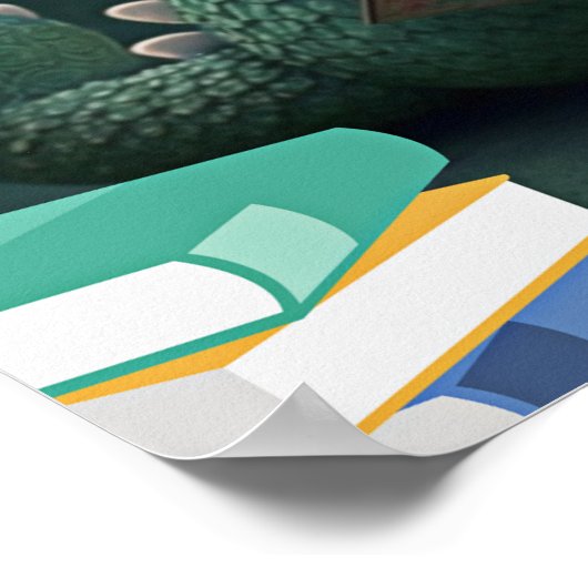 Cute Alligator die een boek Nursery Art leest Poster (Hoek)