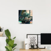 Cute Alligator die een boek Nursery Art leest Poster (Thuiskantoor)