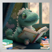 Cute Alligator die een boek Nursery Art leest Poster (Voorkant)