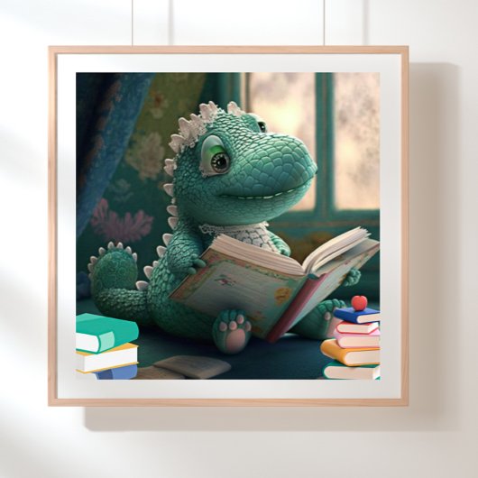 Cute Alligator die een boek Nursery Art leest Poster