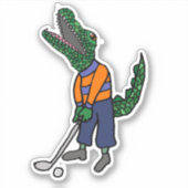 Cute Alligator die Golf Sports Cartoon speelt Sticker (Voorkant)