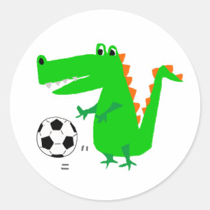 Cute Alligator die Soccer Sticker Cartoon speelt