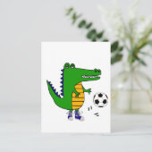 Cute Alligator die Voetbal speelt Voetbal of de Ca Briefkaart (Staand voorkant)