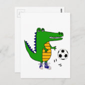 Cute Alligator die Voetbal speelt Voetbal of de Ca Briefkaart (Voorkant / Achterkant)