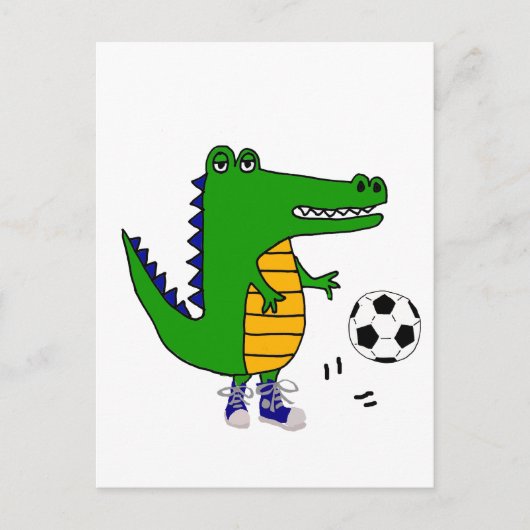 Cute Alligator die Voetbal speelt Voetbal of de Ca Briefkaart (Voorkant)