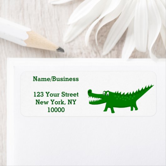 Cute Alligator Drawing Personalized Etiket (Insitu)