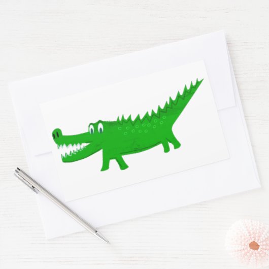 Cute Alligator Drawing Rechthoekige Sticker (Envelop)