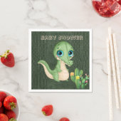 Cute Alligator en Succulents Baby shower Servet (Insitu)