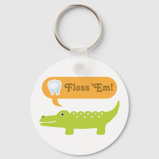 Cute Alligator Floss Dental Hygiene Sleutelhanger (Voorkant)