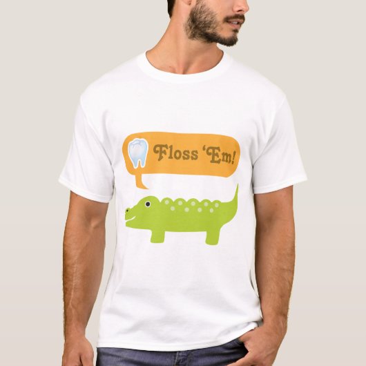 Cute Alligator Floss Dental Hygiene T-shirt (Voorkant)