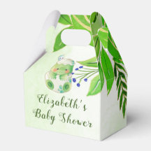Cute Alligator Green Gold Flowers Baby shower